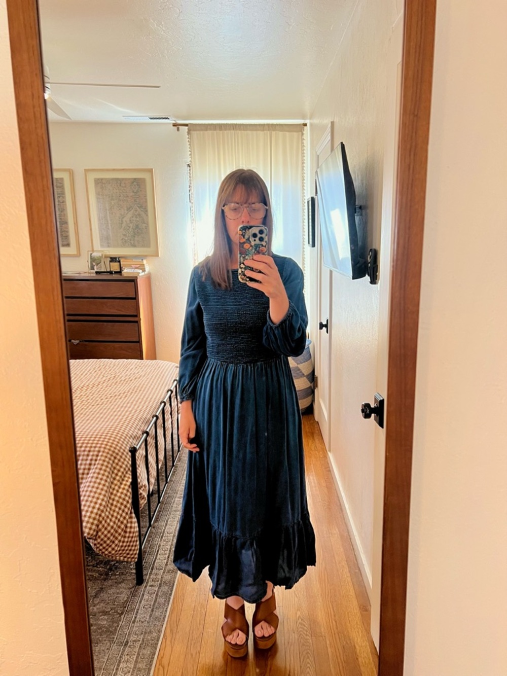 Old Navy Soft Indigo Long-Sleeve Maxi Dress